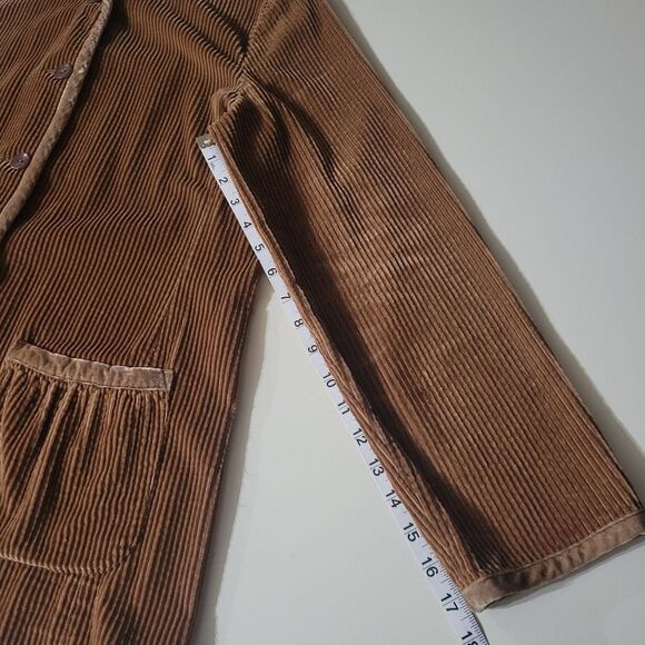 J.Jill Brown Velvet Trim Corduroy Long Blazer Jacket - Picture 7 of 15